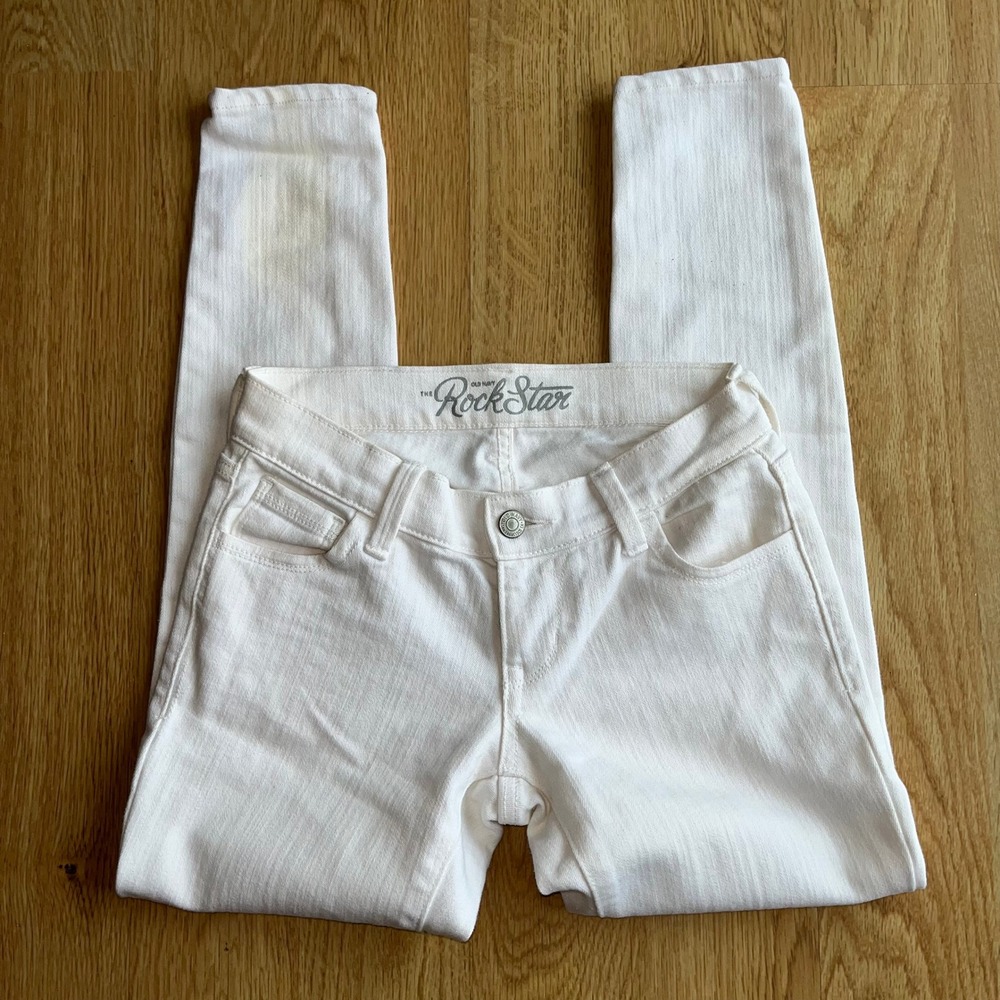 Old Navy The RockStar White Skinny Jeans Womens Size 0 Mid Rise Denim Pants